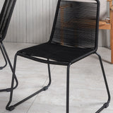 Parma - Stůl ø 140 - Black Alu / Grey Aintwood+Lindos Stohovací židle - Black Alu / Black Rope_6