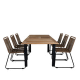 Stůl Panama 152/210 - Stohovací židle Black/Teak+Lindos - Black Alu / Latte Rope_6