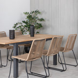 Stůl Panama 152/210 - Stohovací židle Black/Teak+Lindos - Black Alu / Latte Rope_6