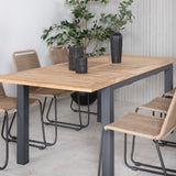 Stůl Panama 152/210 - Stohovací židle Black/Teak+Lindos - Black Alu / Latte Rope_6
