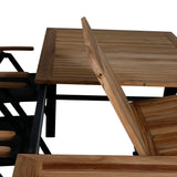 Panama - Stůl - 224/324*100 - svart Alu/Teak+Panama Light 5místná židle Černá / Černá a teak_6