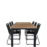 Panama - Stůl - 224/324*100 - svart Alu/Teak+Lindos Stohovací židle - Black Alu / Black Rope_6