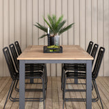 Panama - Stůl - 224/324*100 - svart Alu/Teak+Lindos Stohovací židle - Black Alu / Black Rope_6