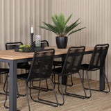 Panama - Stůl - 224/324*100 - svart Alu/Teak+Lindos Stohovací židle - Black Alu / Black Rope_6