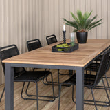Panama - Stůl - 224/324*100 - svart Alu/Teak+Lindos Stohovací židle - Black Alu / Black Rope_6