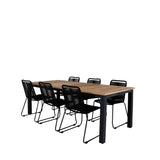 Panama - Stůl - 224/324*100 - svart Alu/Teak+Lindos Stohovací židle - Black Alu / Black Rope_6