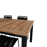 Panama - Stůl - 224/324*100 - svart Alu/Teak+Lindos Stohovací židle - Black Alu / Black Rope_6