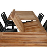 Panama - Stůl - 224/324*100 - svart Alu/Teak+Lindos Stohovací židle - Black Alu / Black Rope_6