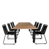 Panama - Stůl - 224/324*100 - svart Alu/Teak+Lindos Stohovací židle - Black Alu / Black Rope_8
