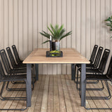 Panama - Stůl - 224/324*100 - svart Alu/Teak+Lindos Stohovací židle - Black Alu / Black Rope_8