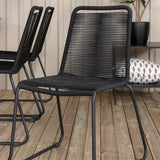 Panama - Stůl - 224/324*100 - svart Alu/Teak+Lindos Stohovací židle - Black Alu / Black Rope_8