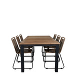 Panama - Stůl - 224/324*100 - svart Alu/Teak+Lindos Stohovací židle - Black Alu / Latte Rope_6