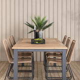Panama - Stůl - 224/324*100 - svart Alu/Teak+Lindos Stohovací židle - Black Alu / Latte Rope_6