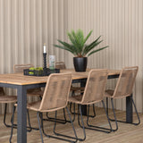 Panama - Stůl - 224/324*100 - svart Alu/Teak+Lindos Stohovací židle - Black Alu / Latte Rope_6