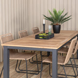 Panama - Stůl - 224/324*100 - svart Alu/Teak+Lindos Stohovací židle - Black Alu / Latte Rope_6