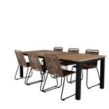 Panama - Stůl - 224/324*100 - svart Alu/Teak+Lindos Stohovací židle - Black Alu / Latte Rope_6