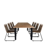 Panama - Stůl - 224/324*100 - svart Alu/Teak+Lindos Stohovací židle - Black Alu / Latte Rope_8