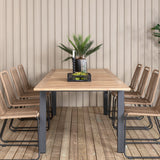 Panama - Stůl - 224/324*100 - svart Alu/Teak+Lindos Stohovací židle - Black Alu / Latte Rope_8