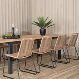 Panama - Stůl - 224/324*100 - svart Alu/Teak+Lindos Stohovací židle - Black Alu / Latte Rope_8