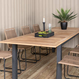 Panama - Stůl - 224/324*100 - svart Alu/Teak+Lindos Stohovací židle - Black Alu / Latte Rope_8