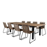 Panama - Stůl - 224/324*100 - svart Alu/Teak+Lindos Stohovací židle - Black Alu / Latte Rope_8