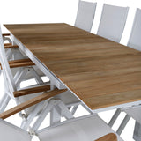Stůl Mexico 180/240 - Bílá/Teak+Panama Light 5posílená židle Bílá / bílá_8