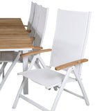 Stůl Mexico 180/240 - Bílá/Teak+Panama Light 5posílená židle Bílá / bílá_8
