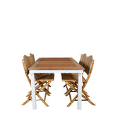 Panama - Stůl - 152/210*90 - Vit Alu/Teak+Cane Skládací jídelní židle - Bambus / Grey Cushion_4
