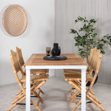 Panama - Stůl - 152/210*90 - Vit Alu/Teak+Cane Skládací jídelní židle - Bambus / Grey Cushion_4