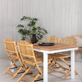 Panama - Stůl - 152/210*90 - Vit Alu/Teak+Cane Skládací jídelní židle - Bambus / Grey Cushion_4