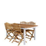 Panama - Stůl - 152/210*90 - Vit Alu/Teak+Cane Skládací jídelní židle - Bambus / Grey Cushion_4