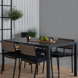 Break Table 150*90 - Černá/Black+Paola Jídelní židle - Černá ocel / Přírodní proutí / Black Cushion_4