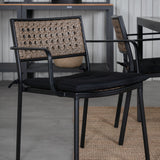 Break Table 150*90 - Černá/Black+Paola Jídelní židle - Černá ocel / Přírodní proutí / Black Cushion_4