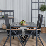 Break Table 150*90 - Black/Black+Panama Light, 5poschoďová židle Černá / Černá a teak_4