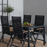 Break Table 150*90 - Black/Black+Panama Light, 5poschoďová židle Černá / Černá a teak_4