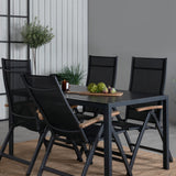 Break Table 150*90 - Black/Black+Panama Light, 5poschoďová židle Černá / Černá a teak_4