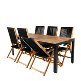 Bois Jídelní stůl 205*90cm - Černé nohy / Akácie + Skládací židle Little John - Provaz / Akácie_6