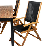 Bois Jídelní stůl 205*90cm - Černé nohy / Akácie + Skládací židle Little John - Provaz / Akácie_6