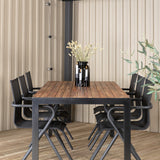 Bois Jídelní stůl 205*90cm - Černé nohy / Acacia + Alina Jídelní židle - Black Alu / Black Textilene_6