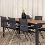 Bois Jídelní stůl 205*90cm - Černé nohy / Acacia + Alina Jídelní židle - Black Alu / Black Textilene_6