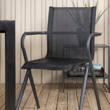 Bois Jídelní stůl 205*90cm - Černé nohy / Acacia + Alina Jídelní židle - Black Alu / Black Textilene_6