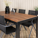 Bois Jídelní stůl 205*90cm - Černé nohy / Acacia + Alina Jídelní židle - Black Alu / Black Textilene_6