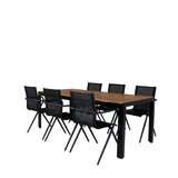 Bois Jídelní stůl 205*90cm - Černé nohy / Acacia + Alina Jídelní židle - Black Alu / Black Textilene_6