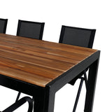 Bois Jídelní stůl 205*90cm - Černé nohy / Acacia + Alina Jídelní židle - Black Alu / Black Textilene_6