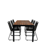Bois Jídelní stůl 205*90cm - Černé nohy / Akácie +Lindos Stohovací židle - Black Alu / Black Rope_6