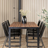 Bois Jídelní stůl 205*90cm - Černé nohy / Akácie +Lindos Stohovací židle - Black Alu / Black Rope_6