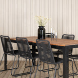 Bois Jídelní stůl 205*90cm - Černé nohy / Akácie +Lindos Stohovací židle - Black Alu / Black Rope_6