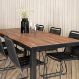 Bois Jídelní stůl 205*90cm - Černé nohy / Akácie +Lindos Stohovací židle - Black Alu / Black Rope_6