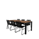 Bois Jídelní stůl 205*90cm - Černé nohy / Akácie +Lindos Stohovací židle - Black Alu / Black Rope_6
