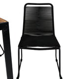 Bois Jídelní stůl 205*90cm - Černé nohy / Akácie +Lindos Stohovací židle - Black Alu / Black Rope_6